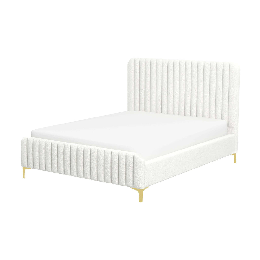 Valery King Size Cream Boucle Platform Bed Image 3