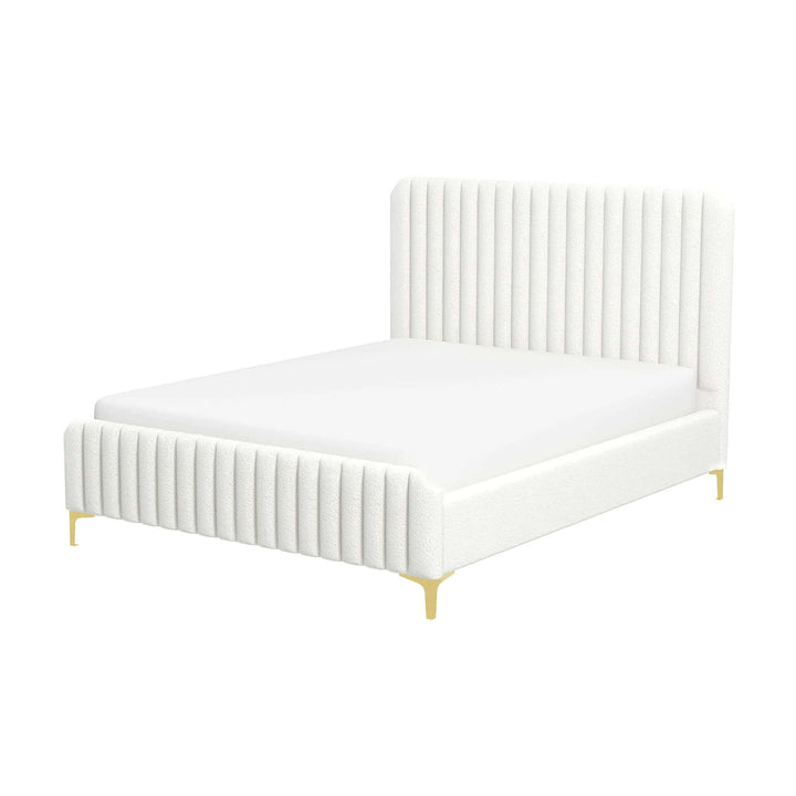 Valery Queen Size Cream Boucle Platform Bed Image 3