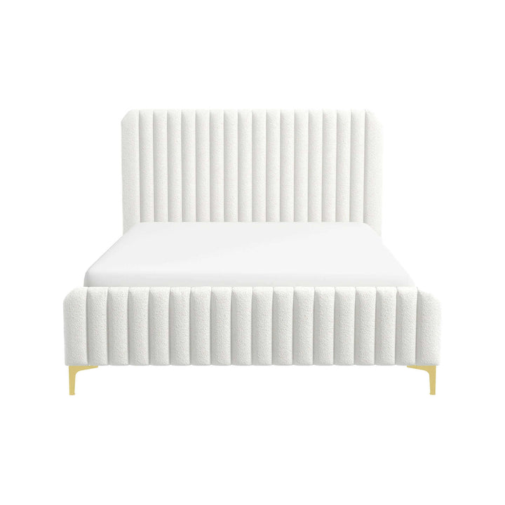 Valery Queen Size Cream Boucle Platform Bed Image 4