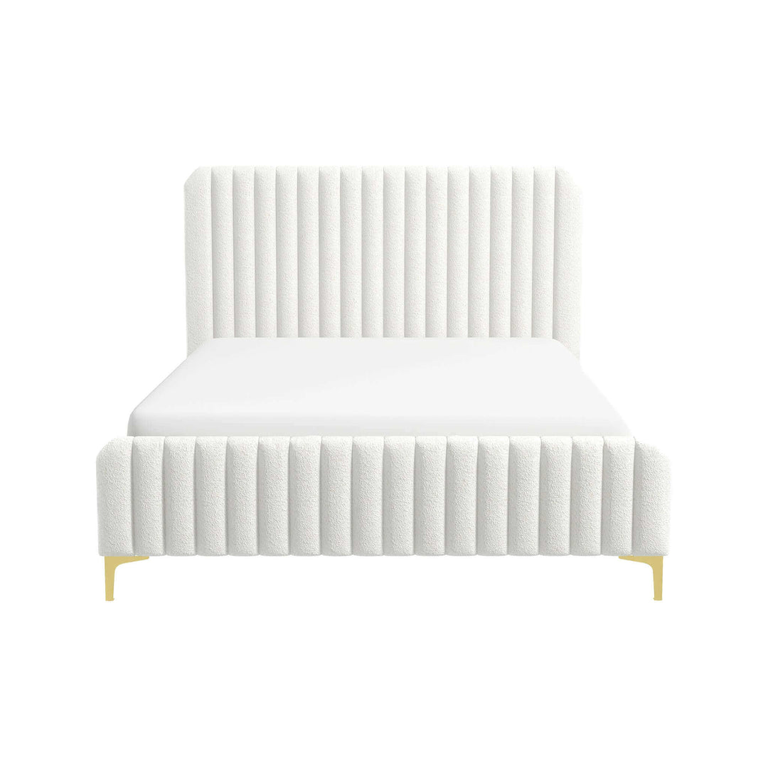 Valery King Size Cream Boucle Platform Bed Image 4