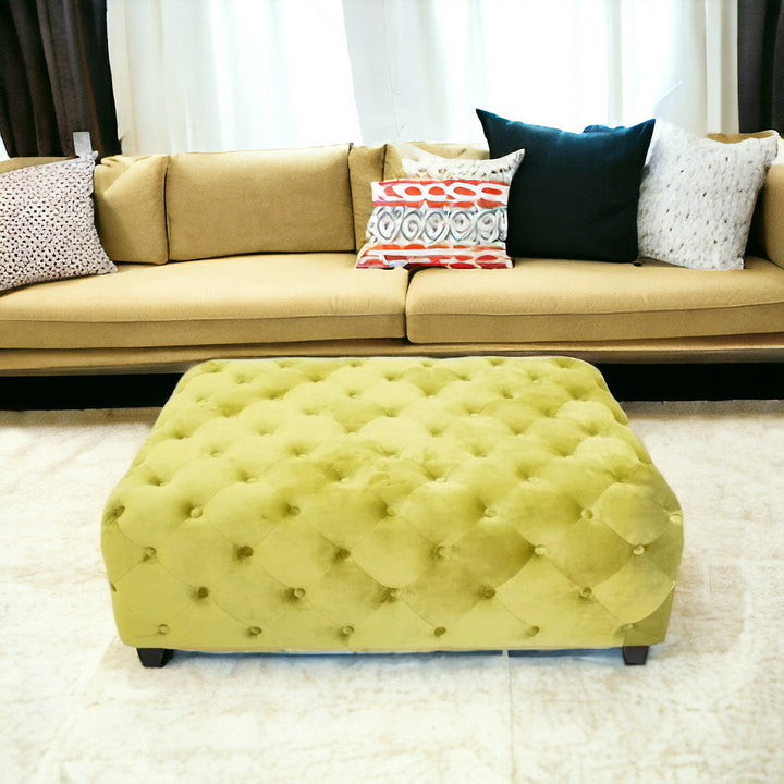 Velvety Green Modern Square Coffee Table Image 3