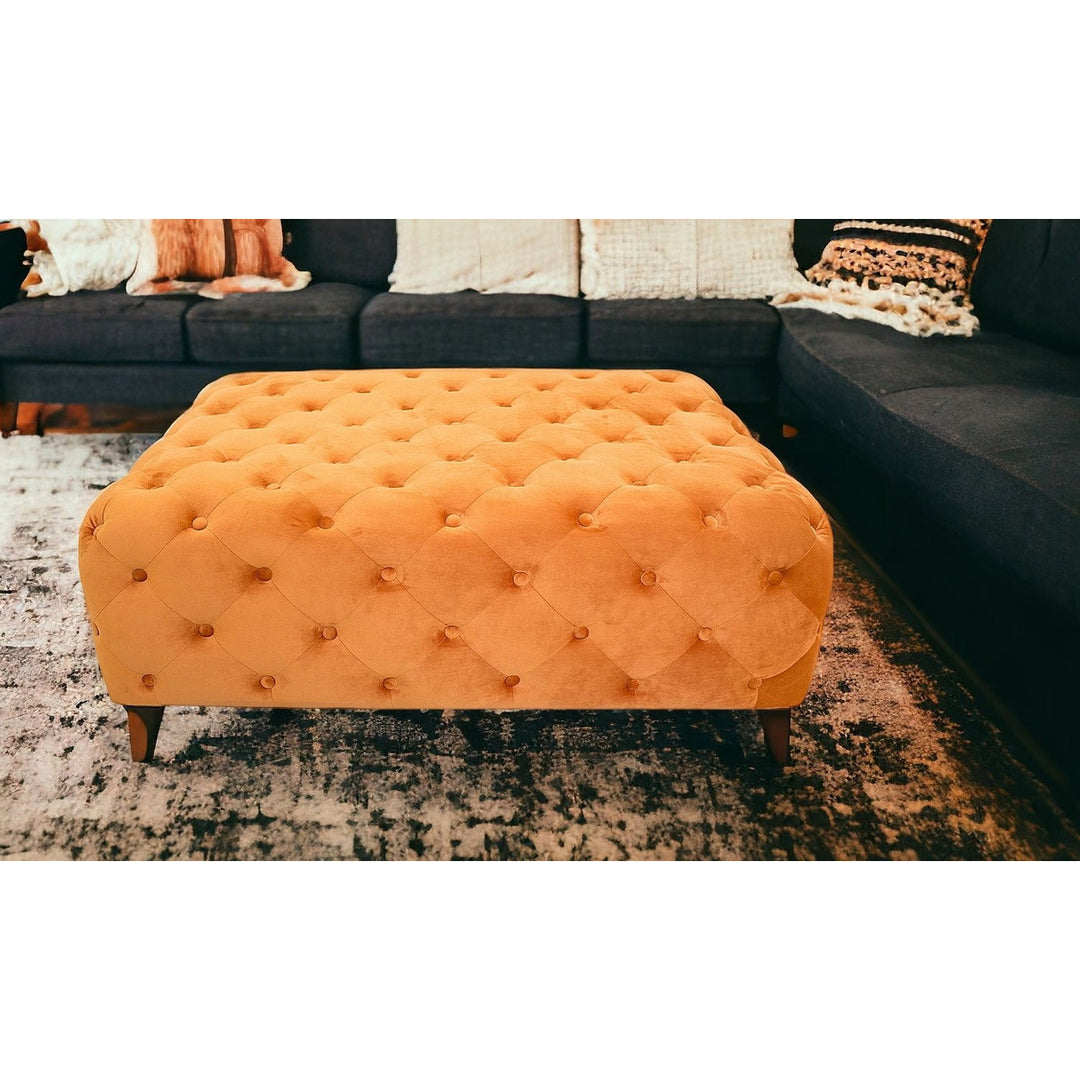 Velvety Orange Modern Square Coffee Table Image 5