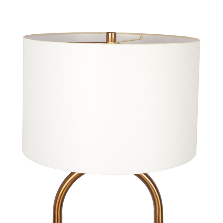 Vivid Brass Ring Base Floor Lamp with Large White Drum Shade Image 4