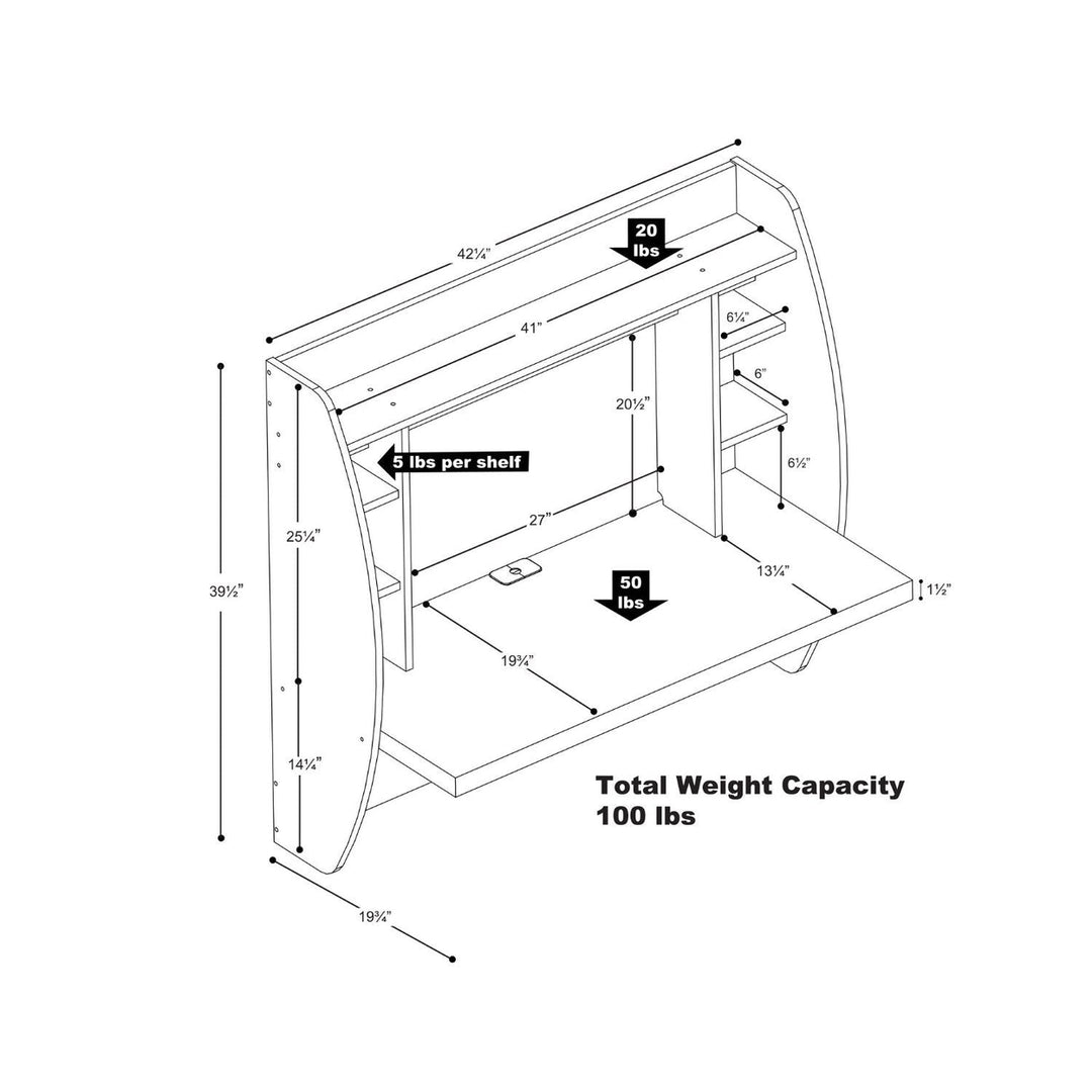 Wall Mount Space Saving Modern Laptop Computer Desk in Espresso Image 4