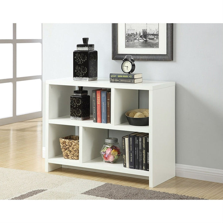 White 2-Shelf Modern Bookcase Console Table Image 1