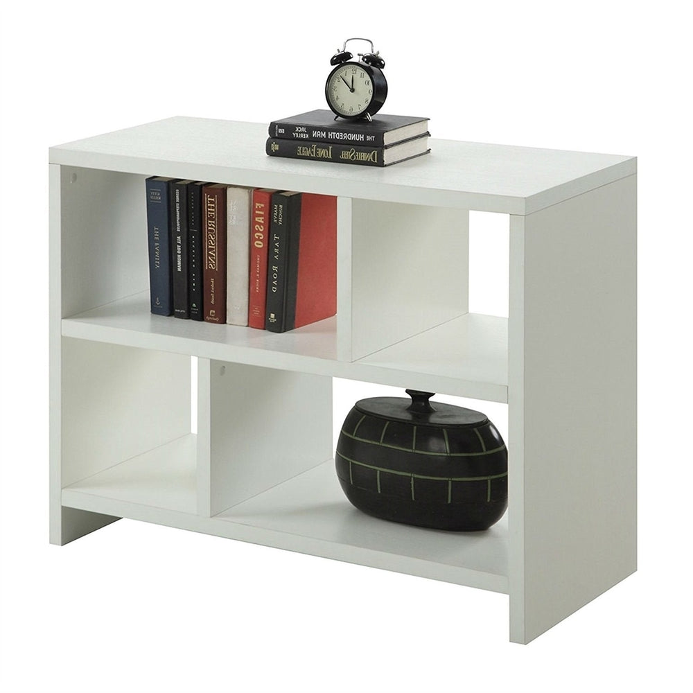 White 2-Shelf Modern Bookcase Console Table Image 2