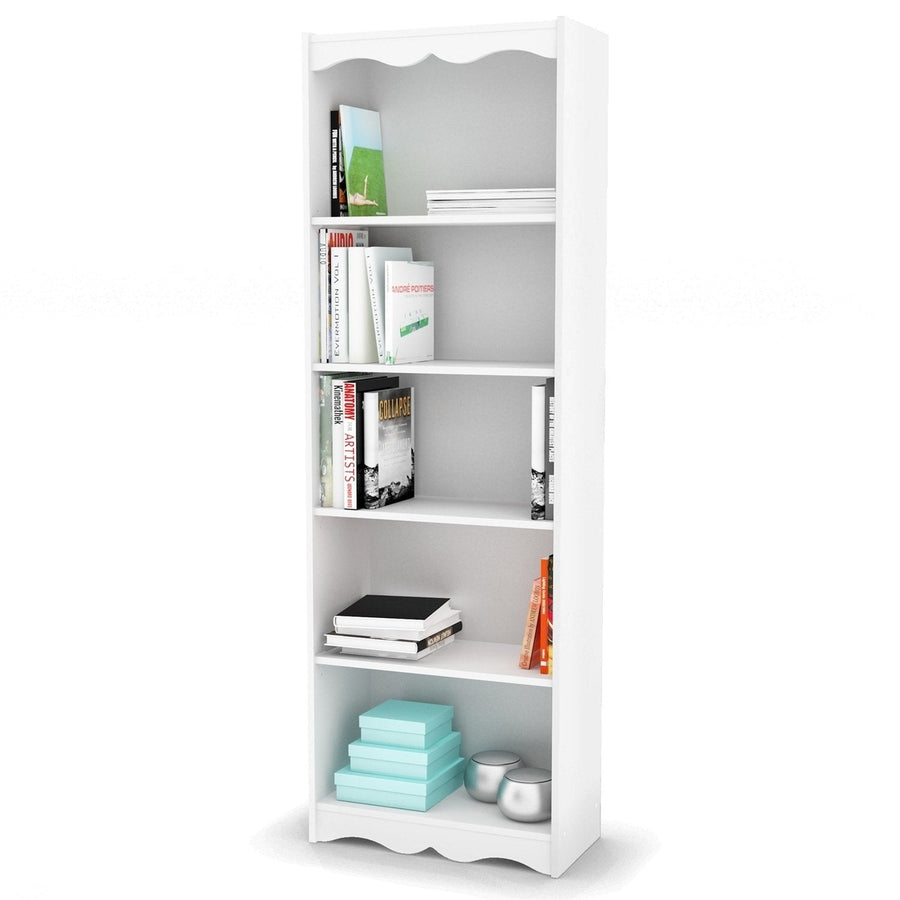 White 72-inch High Bookcase with Soft Arches and 5 Shelves Image 1