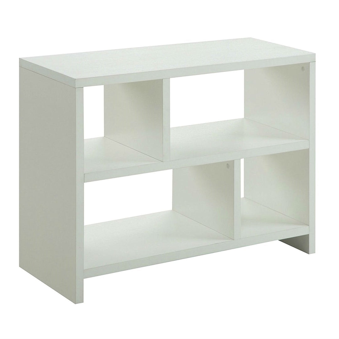 White 2-Shelf Modern Bookcase Console Table Image 3