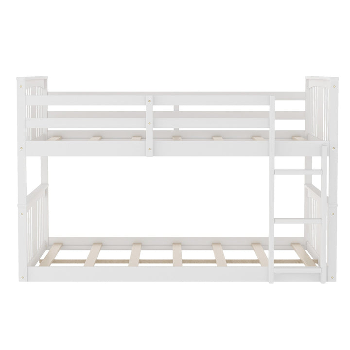 White Classic Full Over Full Bunk Bed with Ladder Image 5