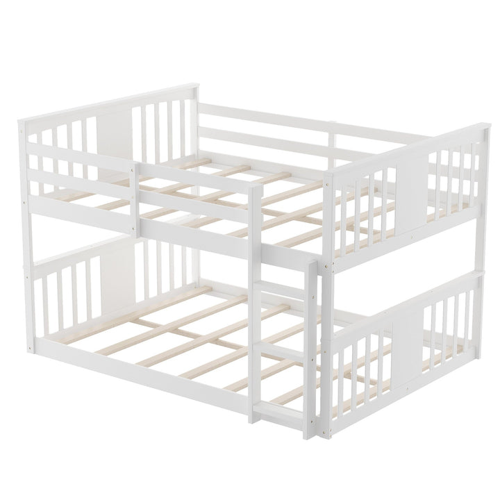 White Classic Full Over Full Bunk Bed with Ladder Image 6