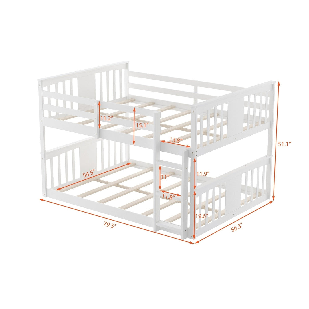 White Classic Full Over Full Bunk Bed with Ladder Image 7