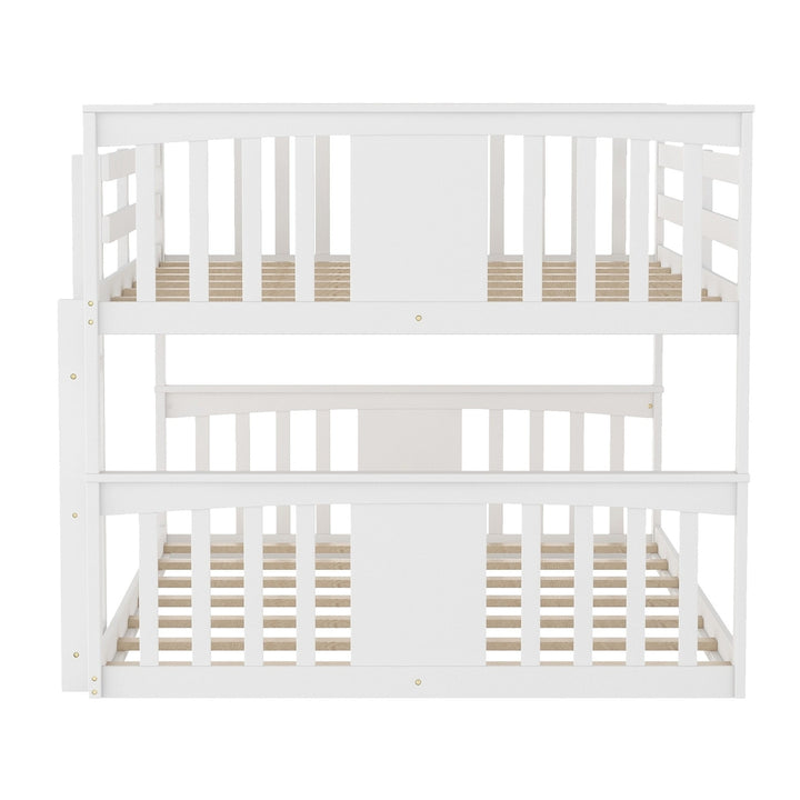 White Classic Full Over Full Bunk Bed with Ladder Image 8