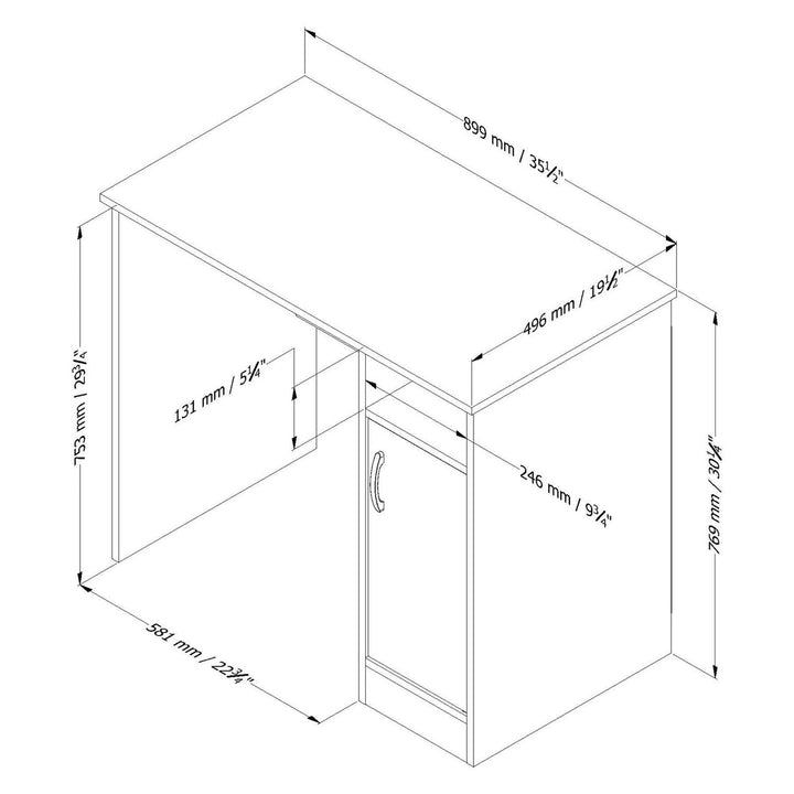 White Computer Desk - Great for Small Home Office Space Image 2