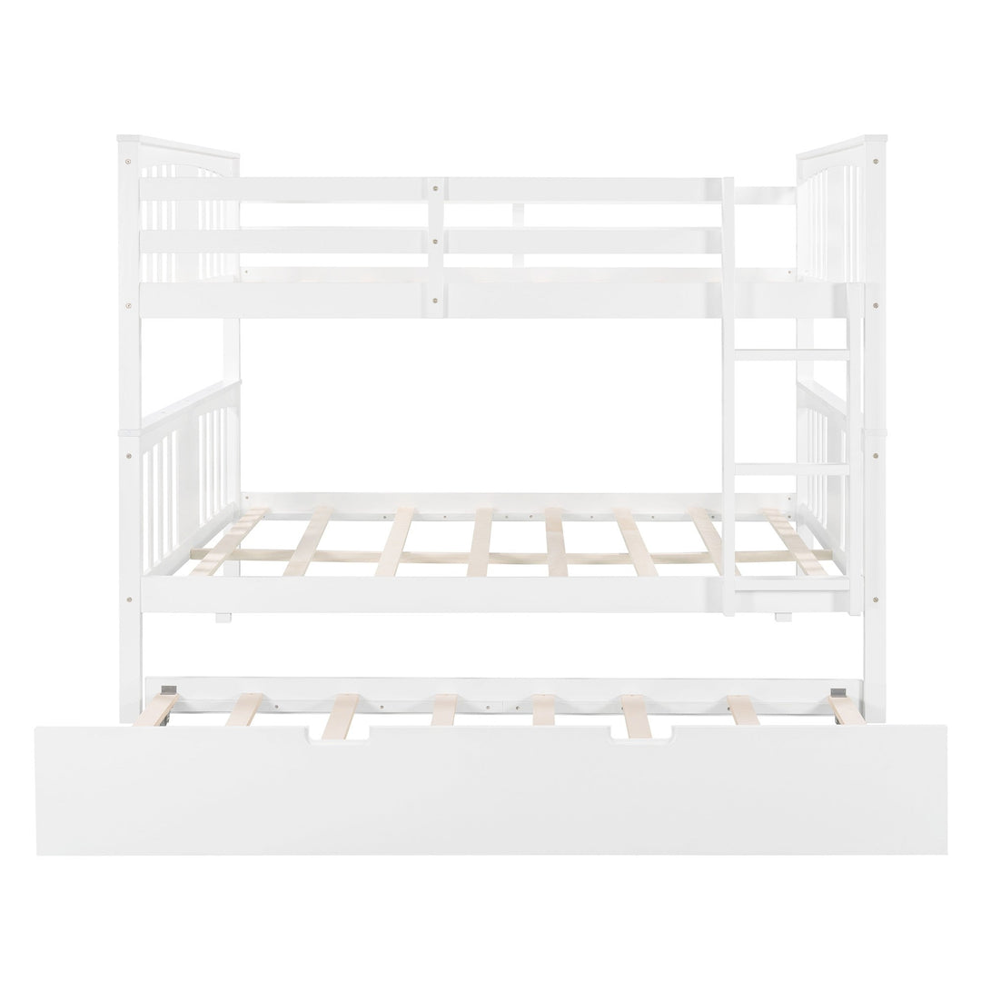 White Double Full Size Over Twin Trundle Bunk Bed Image 5