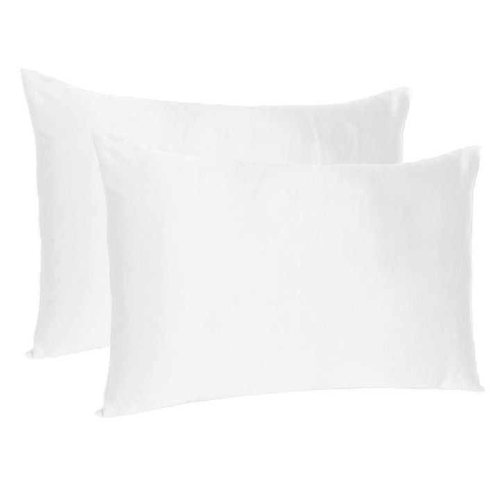 White Dreamy Set Of 2 Silky Satin King Pillowcases Image 1