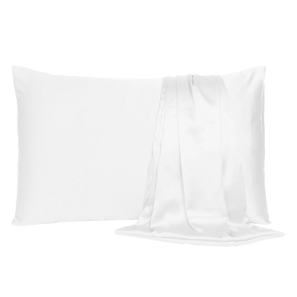 White Dreamy Set Of 2 Silky Satin King Pillowcases Image 2