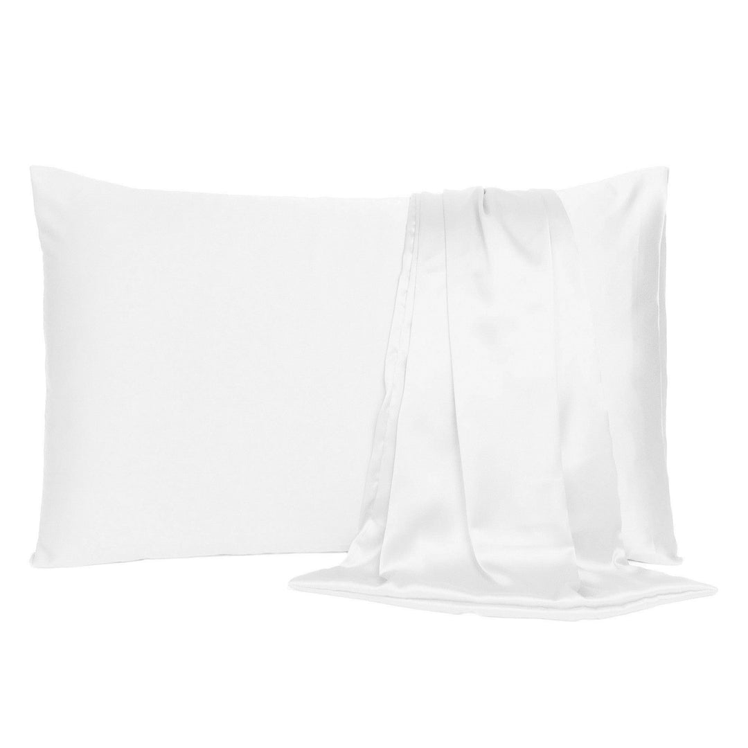 White Dreamy Set Of 2 Silky Satin King Pillowcases Image 2