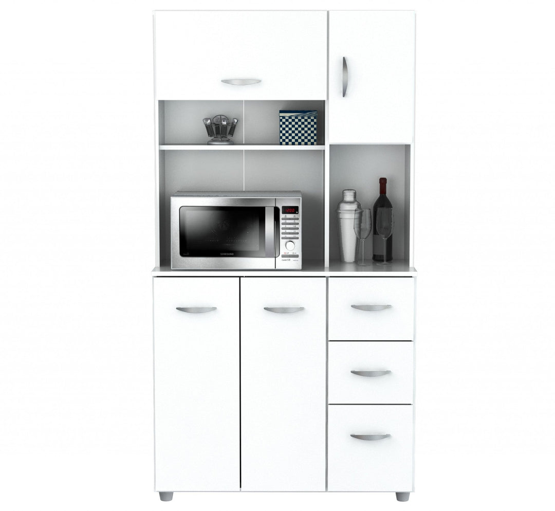 White Finish Wood Kitchen Storage Cabinet Image 4