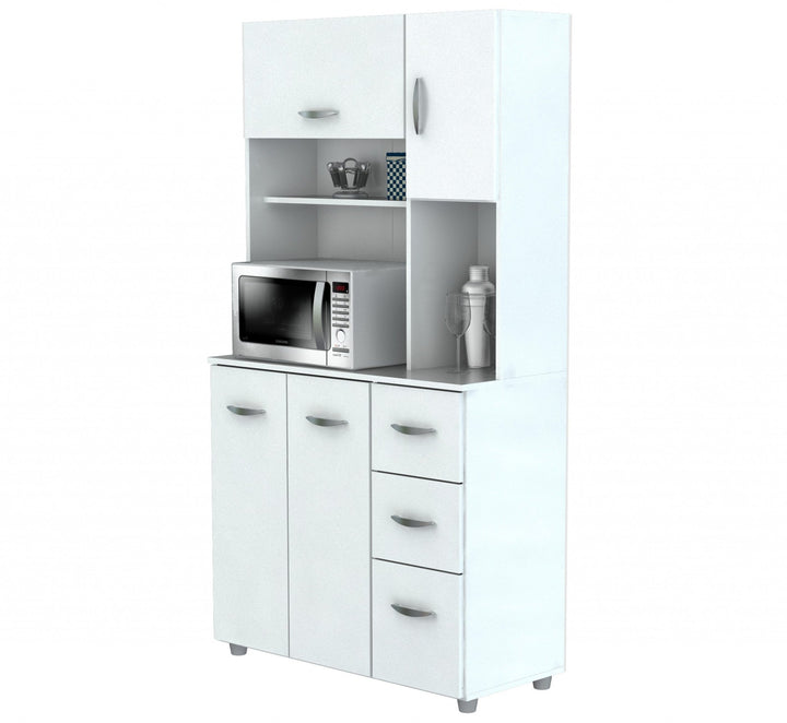 White Finish Wood Kitchen Storage Cabinet Image 5