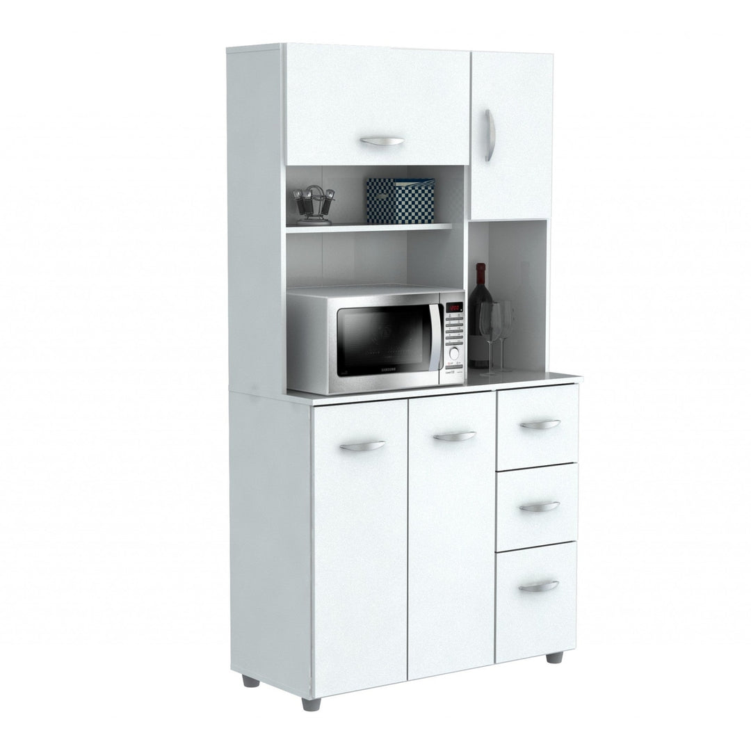 White Finish Wood Kitchen Storage Cabinet Image 6