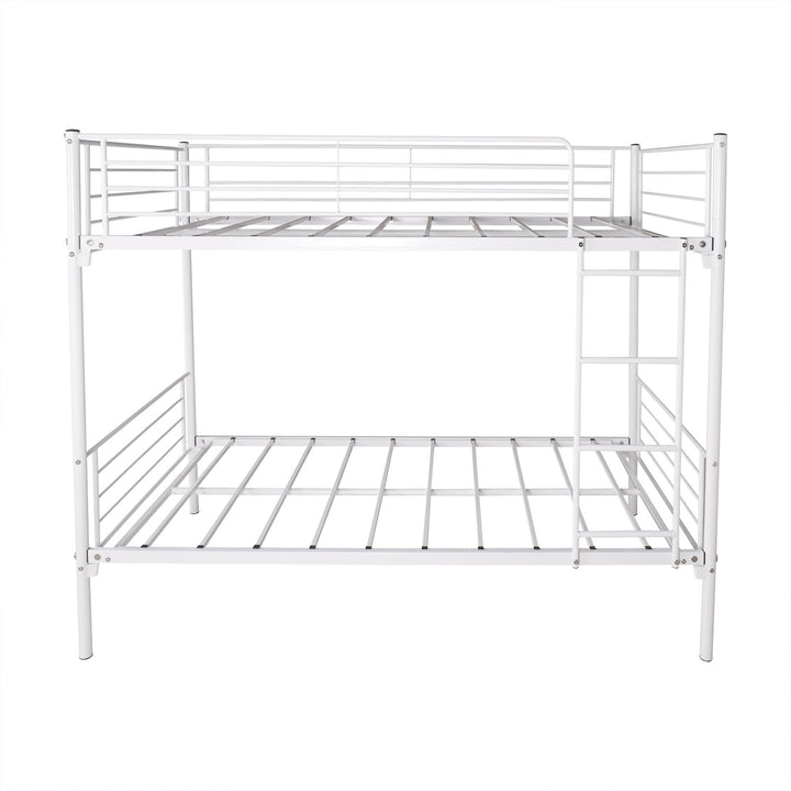 White Heavy Duty Twin Over Full Metal Bunk Bed Image 3