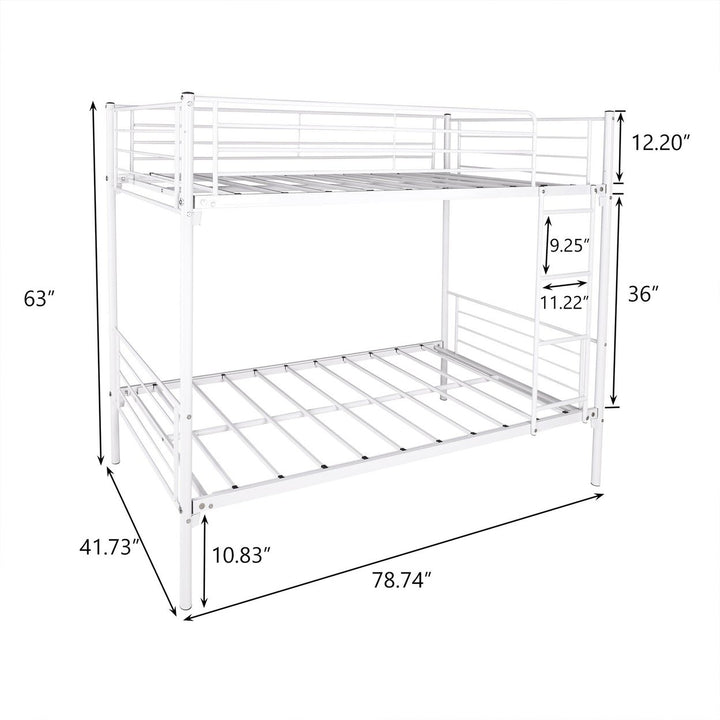 White Heavy Duty Twin Over Full Metal Bunk Bed Image 4