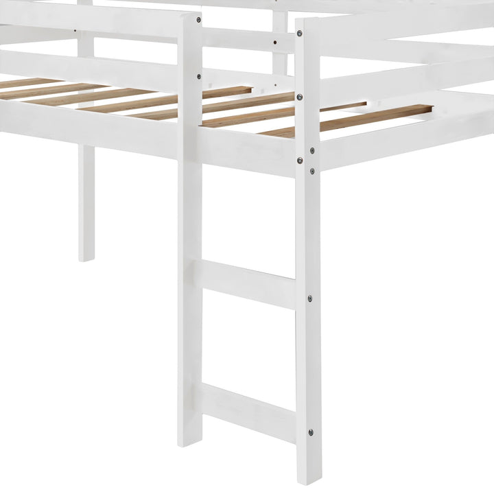 White Low Loft Bed With Slide Image 3