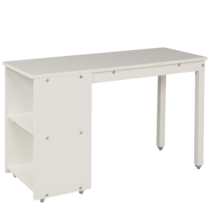 White Low Twin Loft Bed With Cabinet and Desk Image 5