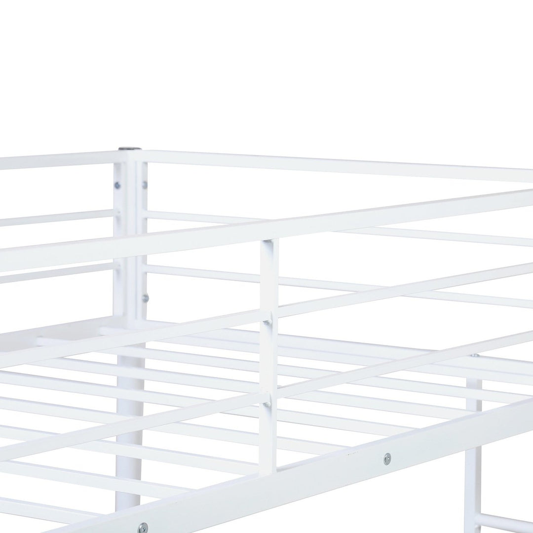 White Metal Twin Size Loft Bed with Desk Image 5