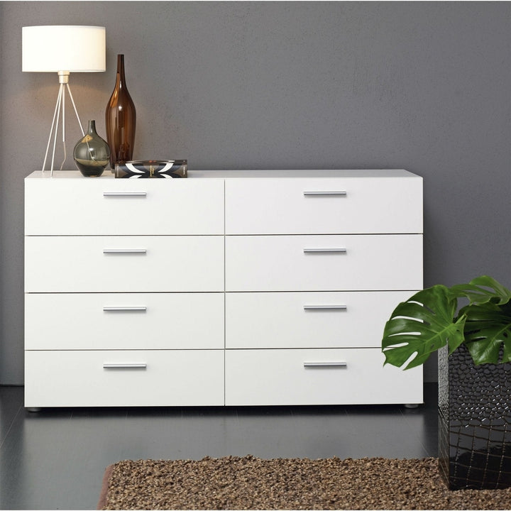 White Modern Bedroom 8-Drawer Double Dresser Image 1