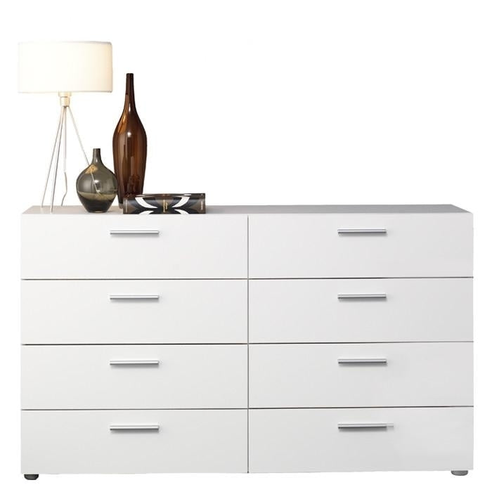 White Modern Bedroom 8-Drawer Double Dresser Image 3