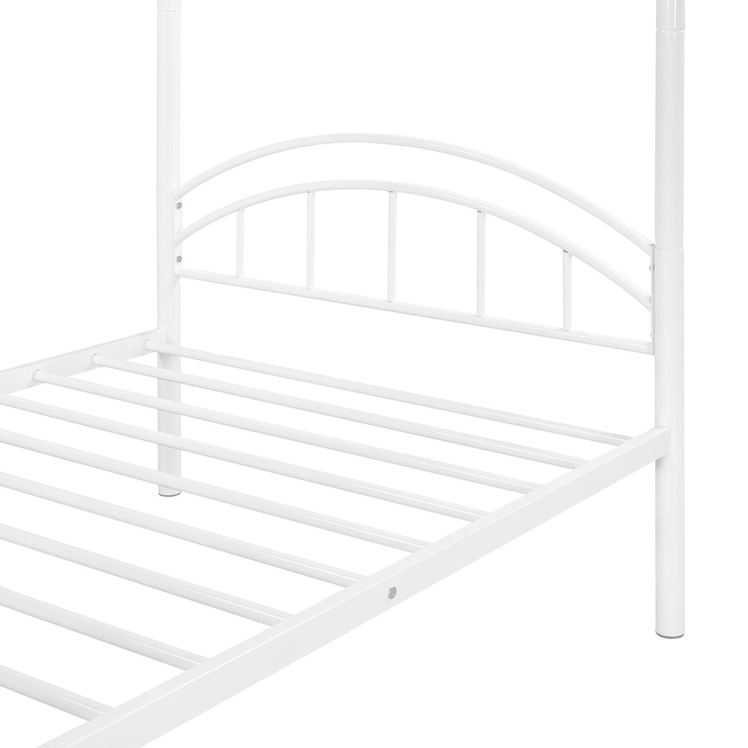 White Modern Classic Twin Over Twin Metal Bunk Bed Image 7