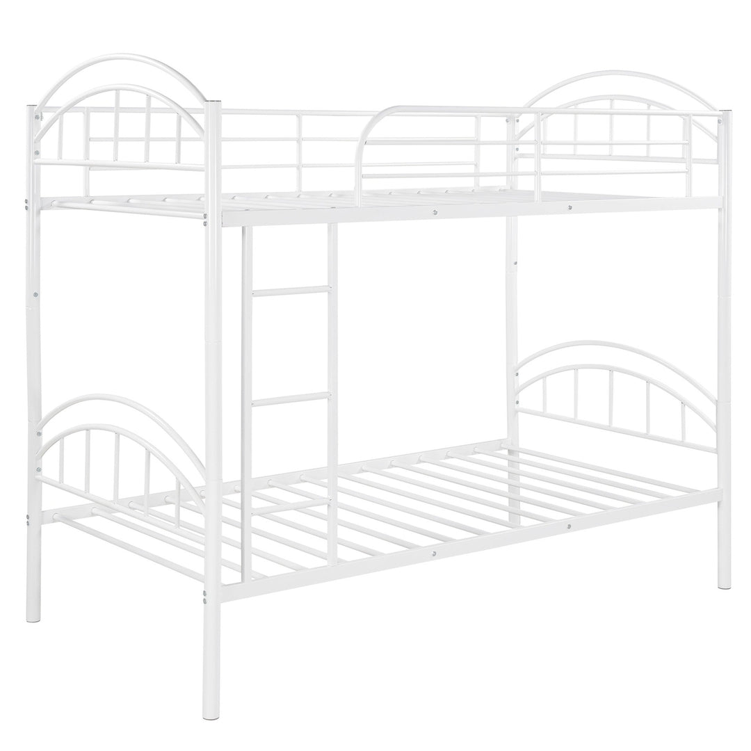 White Modern Classic Twin Over Twin Metal Bunk Bed Image 8