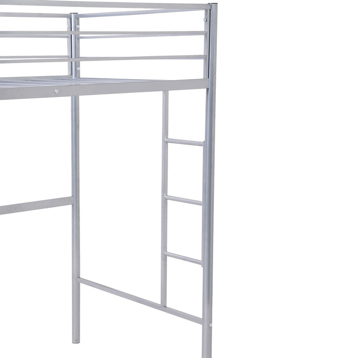 Silver Metal Twin Size Loft Bed with Desk Image 4