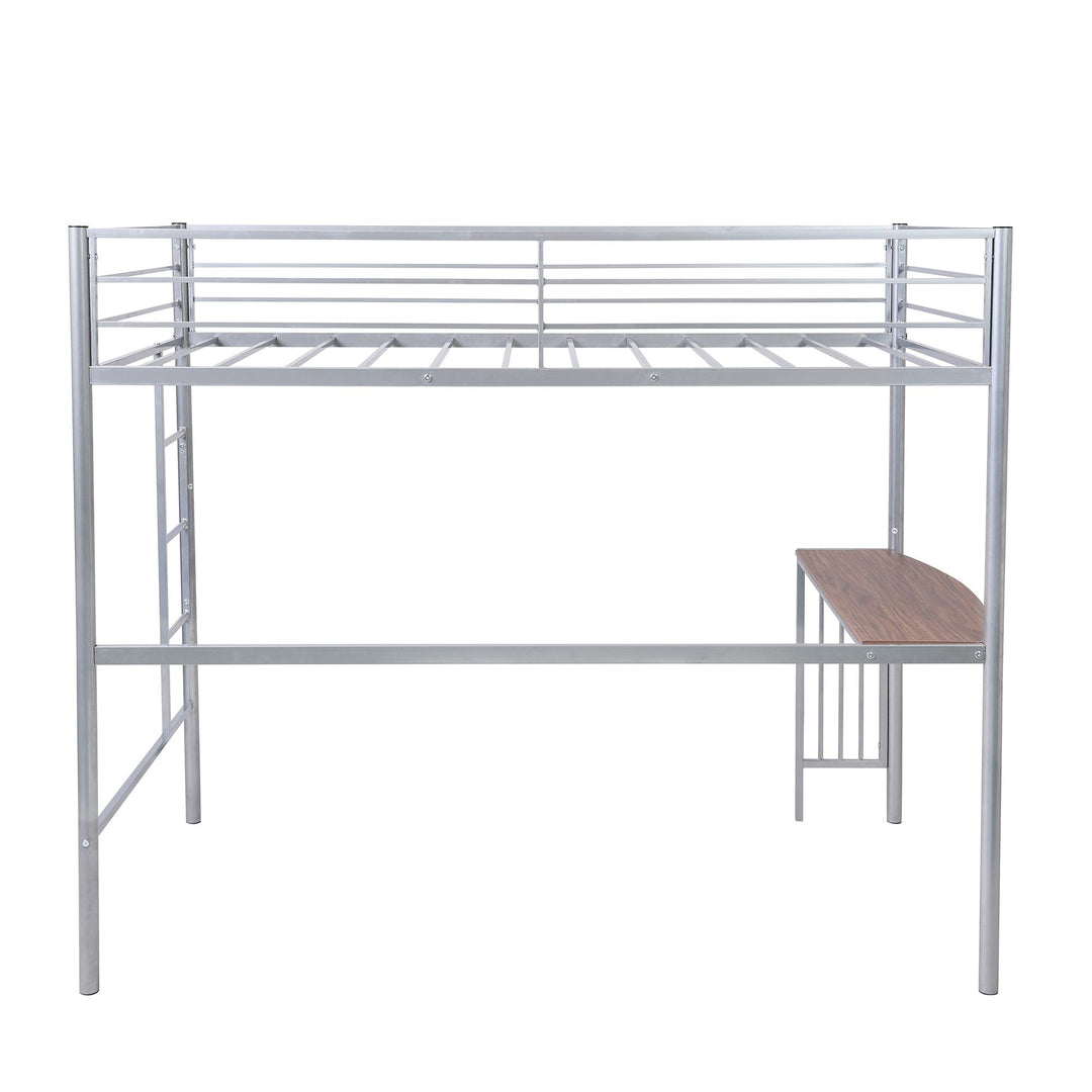 Silver Metal Twin Size Loft Bed with Desk Image 5