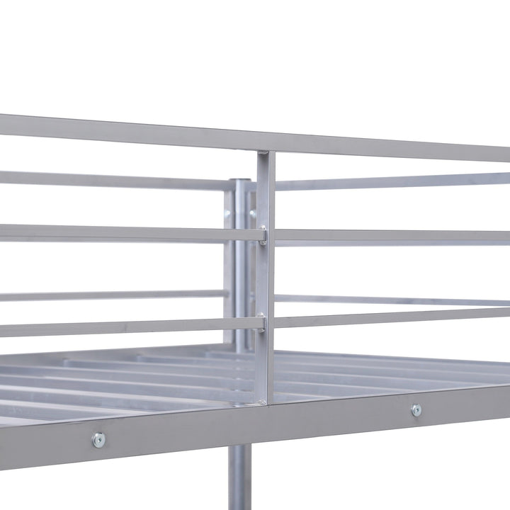 Silver Metal Twin Size Loft Bed with Desk Image 6