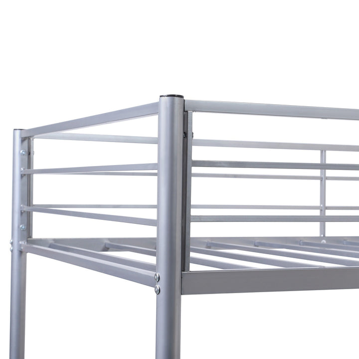 Silver Metal Twin Size Loft Bed with Desk Image 7