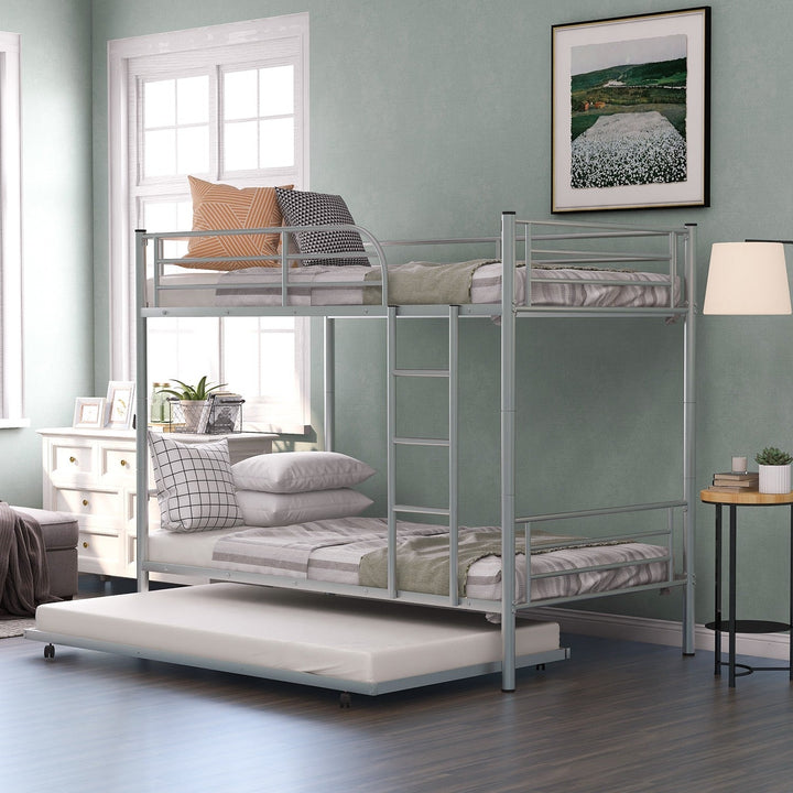 Silver Twin over Twin Traditional Steel Bunk Bed Image 1