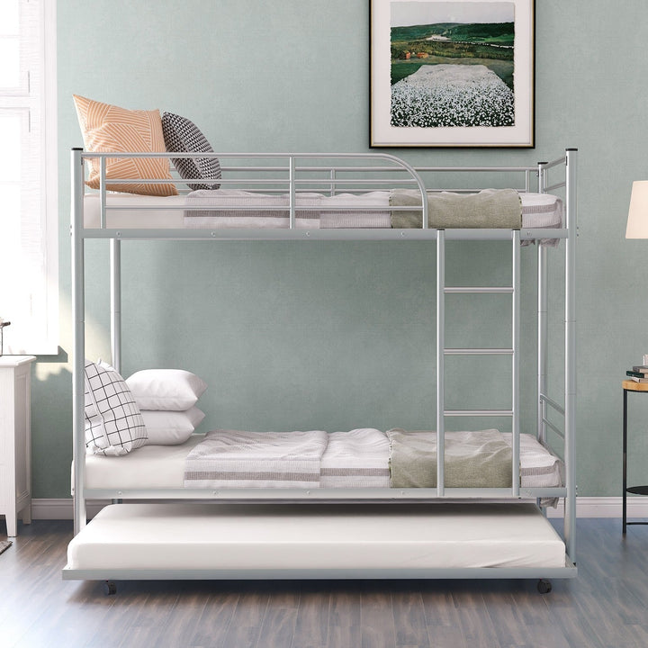 Silver Twin over Twin Traditional Steel Bunk Bed Image 2