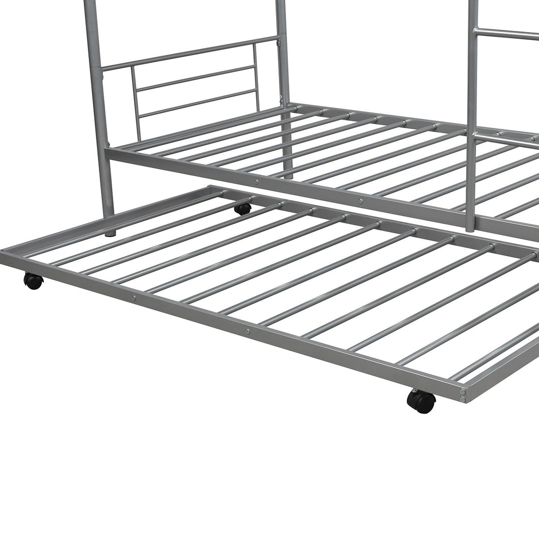 Silver Twin over Twin Traditional Steel Bunk Bed Image 5