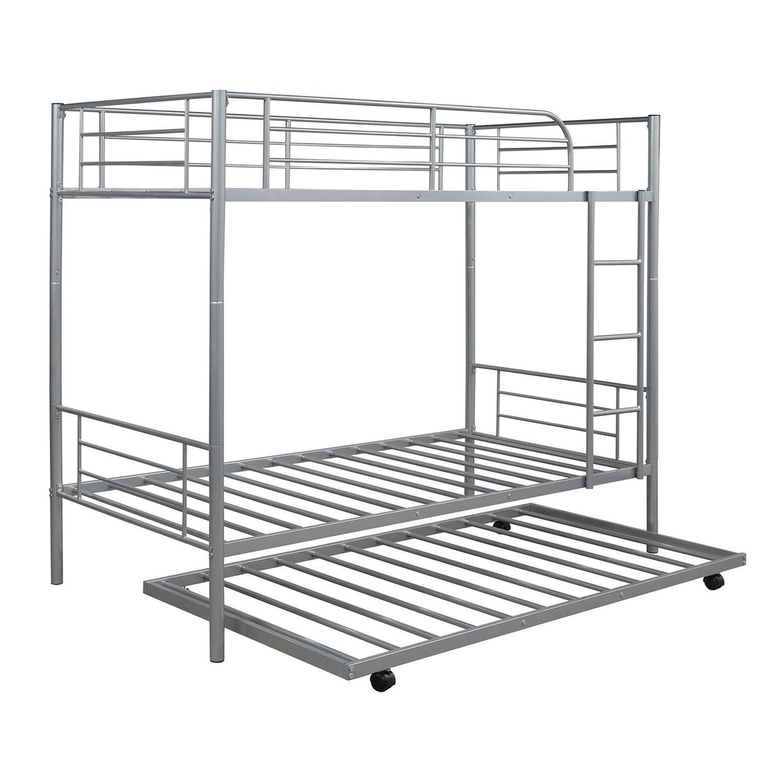 Silver Twin over Twin Traditional Steel Bunk Bed Image 8