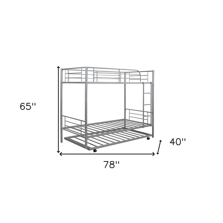 Silver Twin over Twin Traditional Steel Bunk Bed Image 10