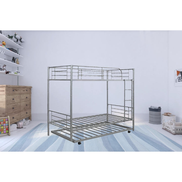 Silver Twin over Twin Traditional Steel Bunk Bed Image 11