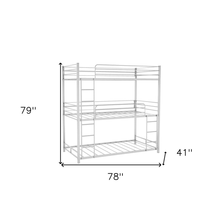 Silver Twin Over Twin Over Twin Traditional Bunk Bed Image 10