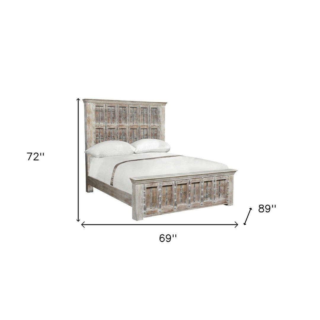 Solid Wood Panel and Metal Queen Gray Bed Image 5