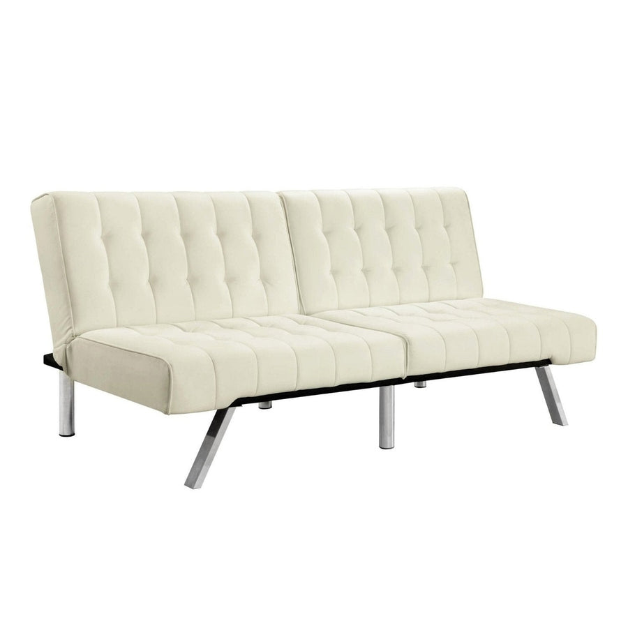 Splitback Multi-Position Futon Sofa Sleeper in Vanilla Image 1