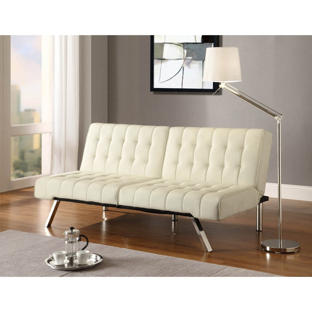 Splitback Multi-Position Futon Sofa Sleeper in Vanilla Image 2