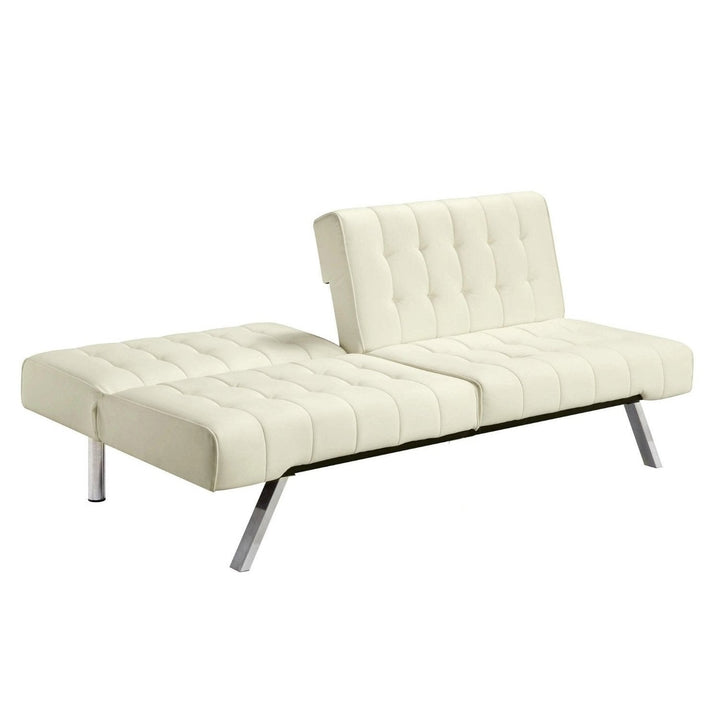 Splitback Multi-Position Futon Sofa Sleeper in Vanilla Image 4