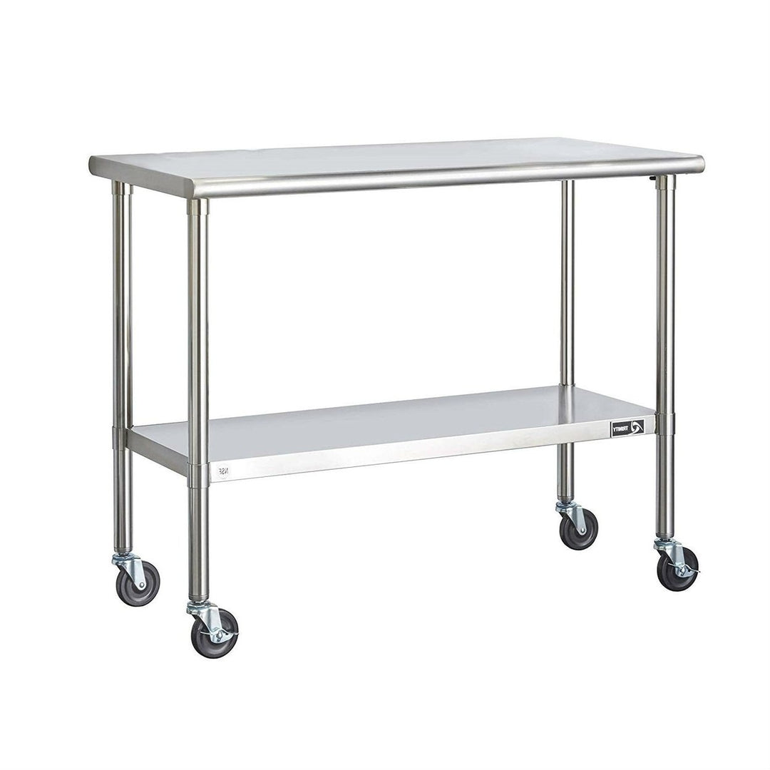 Stainless Steel 2-ft Kitchen Island Cart Prep Table with Casters Image 1