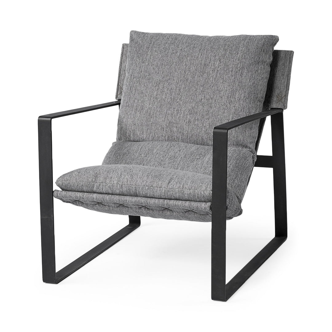 Stone Gray And Black Metal Sling Chair Image 1